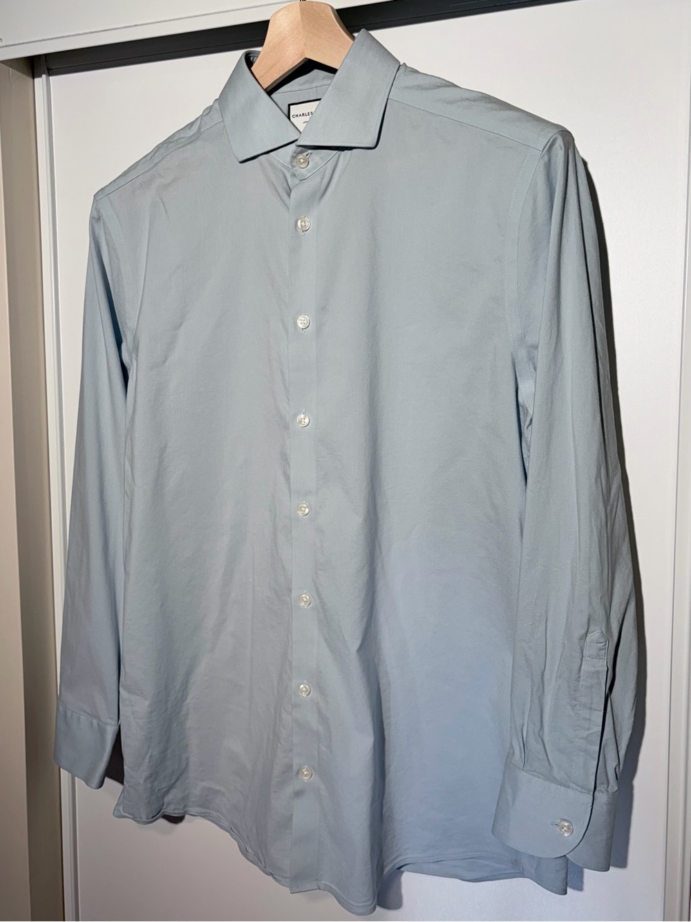 Charles Tyrwhitt Non-Iron Stretch Dress Shirt Extra Slim Fit 16/33 Light Blue